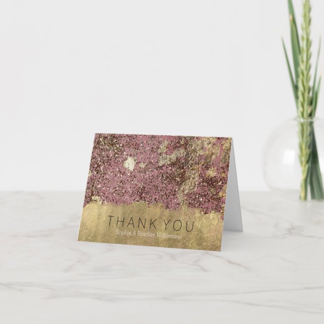 Confetti en or rose glam rose Merci (Devant)