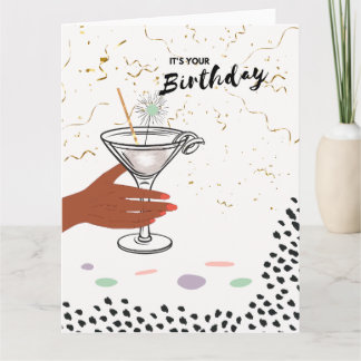 Confetti et cocktails | Carte de voeux d'anniversa
