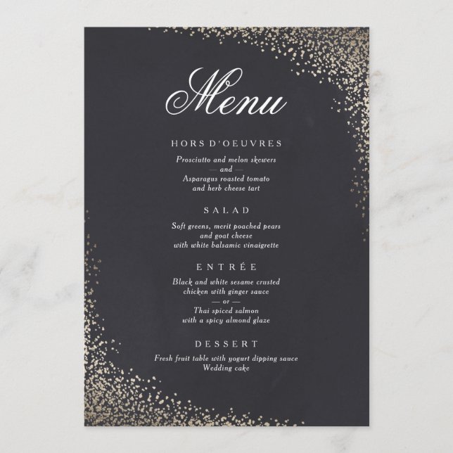 Confetti faux foil dinner menu (Front)