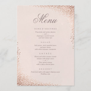 Confetti faux foil dinner menu card