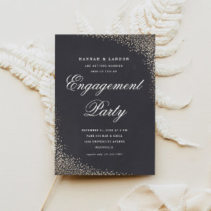 Confetti faux foil engagement party invitation