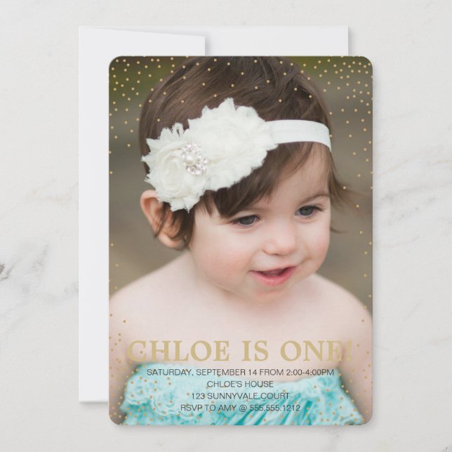 CONFETTI First Birthday Invitation (Front)