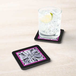 Confetti Flower in Black & White Coaster