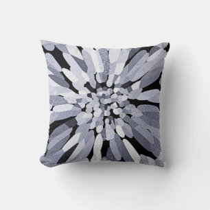 Confetti Flower in Black & White Throw Pillow