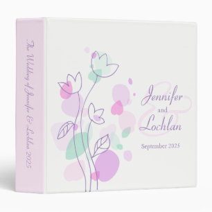 Confetti flower purple pink aqua wedding folder binder