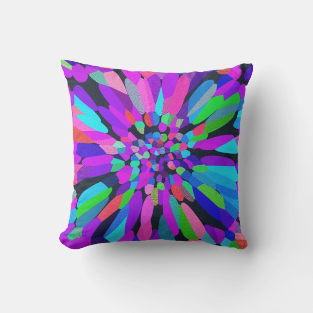 Confetti Flower Purple Throw Pillow (Front)
