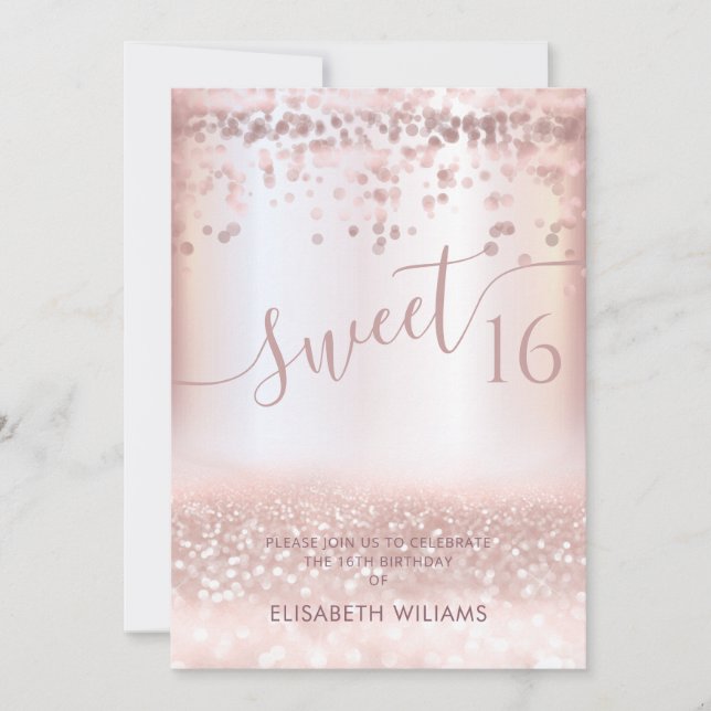 Confetti Girly  rose gold glittery  ombre  Invitat Invitation (Front)