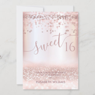 Confetti Girly rose gold glittery ombre Invitat Invitation