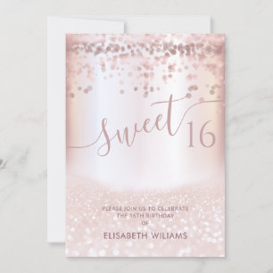 Confetti Girly  rose gold glittery  ombre  Invitation
