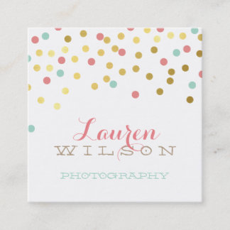 CONFETTI GLAMOROUS cute gold foil coral mint kraft Square Business Card