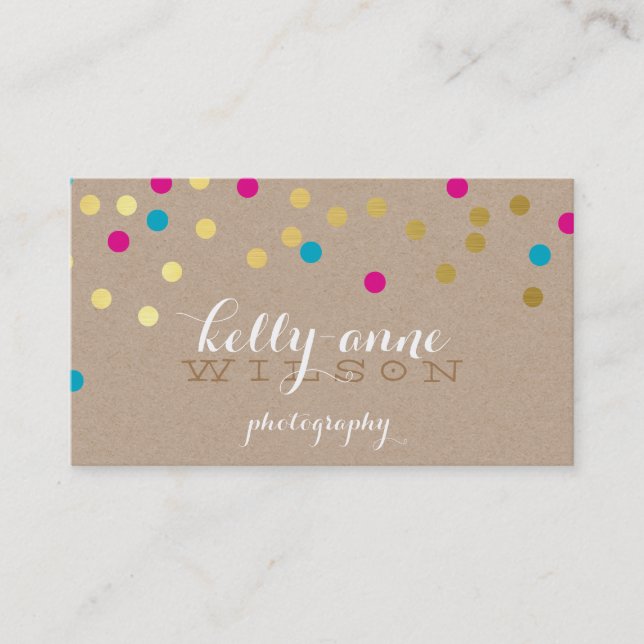 CONFETTI GLAMOROUS cute gold foil pink aqua kraft Business Card (Front)
