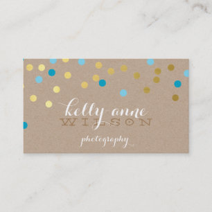 CONFETTI GLAMOROUS cute gold turquoise blue kraft Business Card