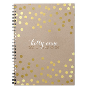CONFETTI GLAMOROUS cute spot gold crafty kraft Notebook