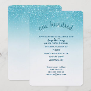confetti glitter 100th birthday party invitation