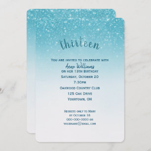 confetti glitter 13th birthday party invitation