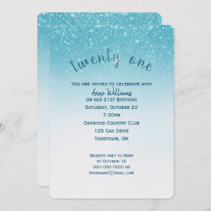 confetti glitter 21st birthday party invitation