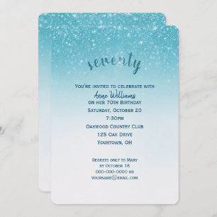 confetti glitter 70th birthday party invitation