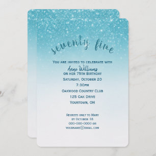 confetti glitter 75th birthday party invitation