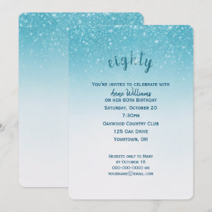 confetti glitter 80th birthday party invitation