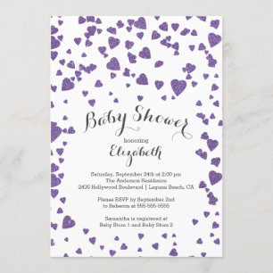 Confetti Glitter Heart Baby Shower Invitation
