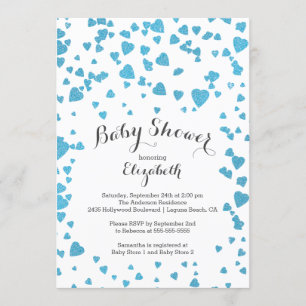 Confetti Glitter Heart Baby Shower Invitation