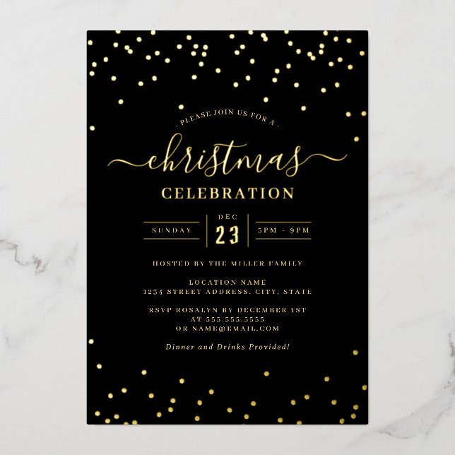 Confetti Gold Black Christmas Party       (Front)