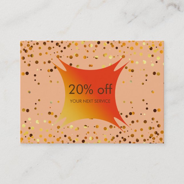 Confetti Gold Coupon Discount Gift Certificate (Front)