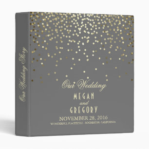 Confetti Gold Dots Elegant Grey Wedding Binder