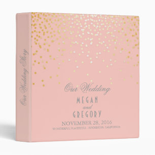 Confetti Gold Dots Elegant Pink Wedding Binder