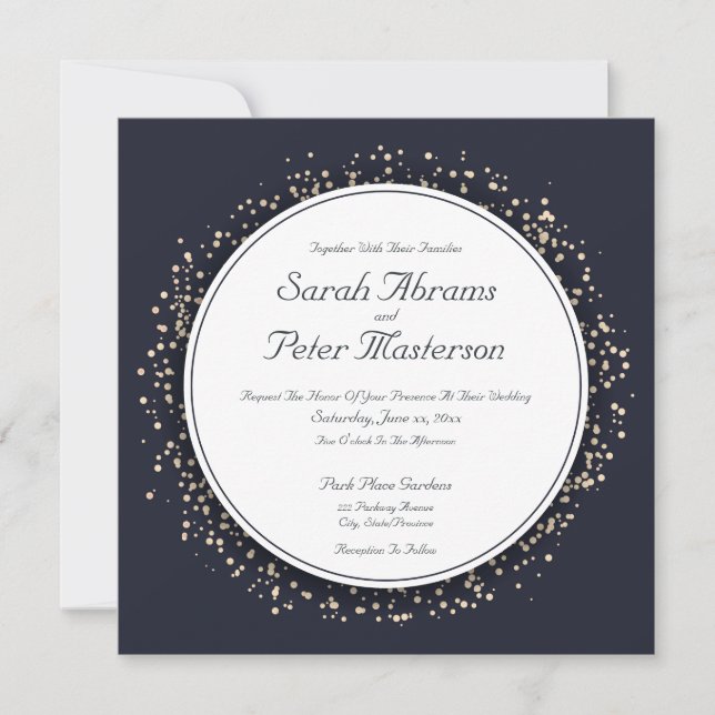 Confetti Gold Elegant Faire-part de mariage modern (Devant)