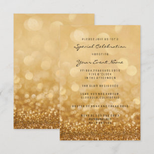 Confetti Gold Glam Glitter Silver Minimal Formal Invitation