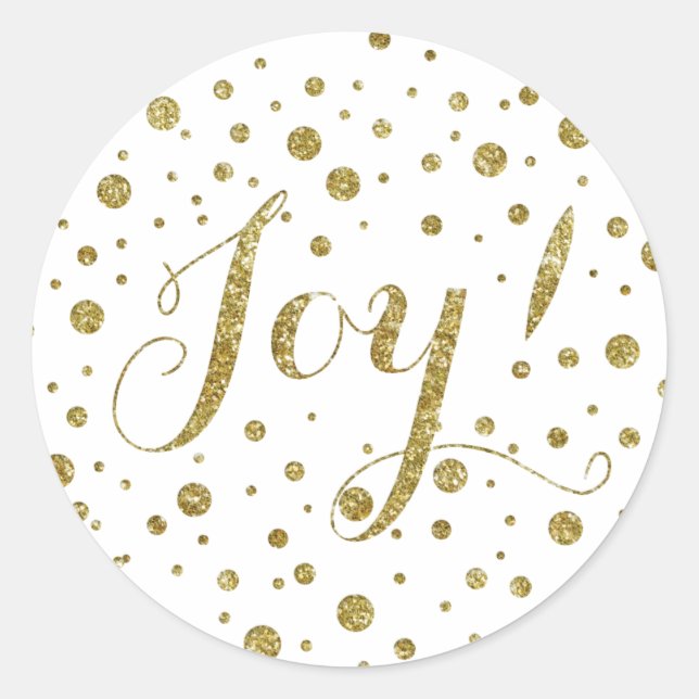 Confetti Gold Glitter Joy Holiday Sparkle Classic Round Sticker (Front)