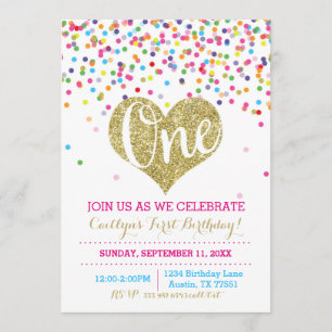 Confetti Gold Parties scintillant Invitation premi