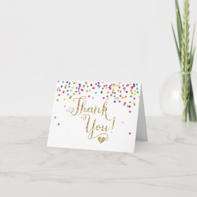 Confetti Gold Parties scintillant Merci Note Carte (Devant)