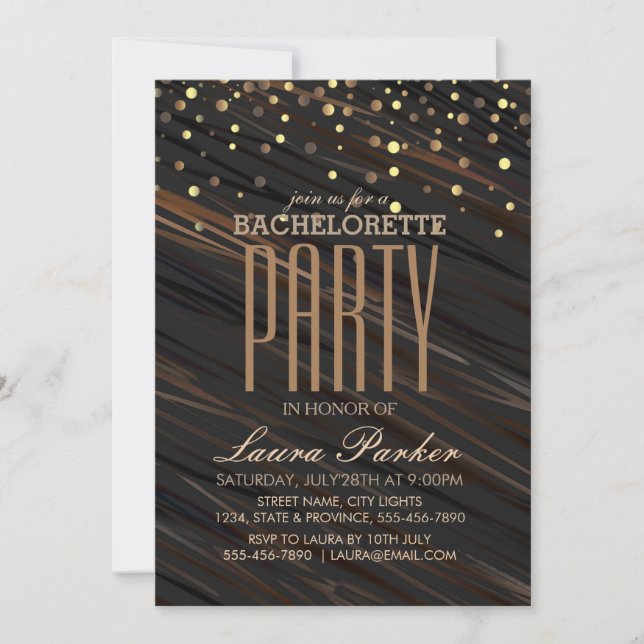 Confetti Gold Sparkle Elegant Bachelorette Party Invitation (Front)