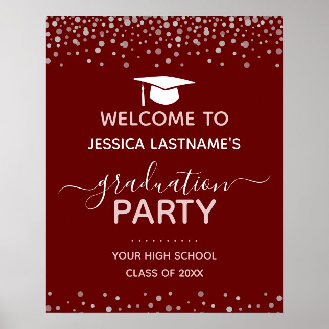 Confetti Graduation Party Welcome  Poster (Front)