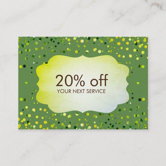Confetti Green Coupon Card Voucher Discount Gift (Front)