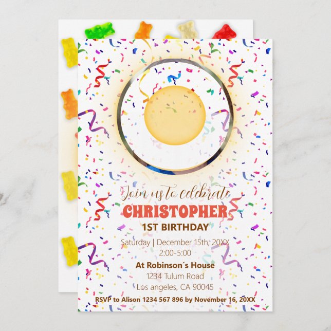 Confetti & Gummies Birthday Invitation (Front/Back)