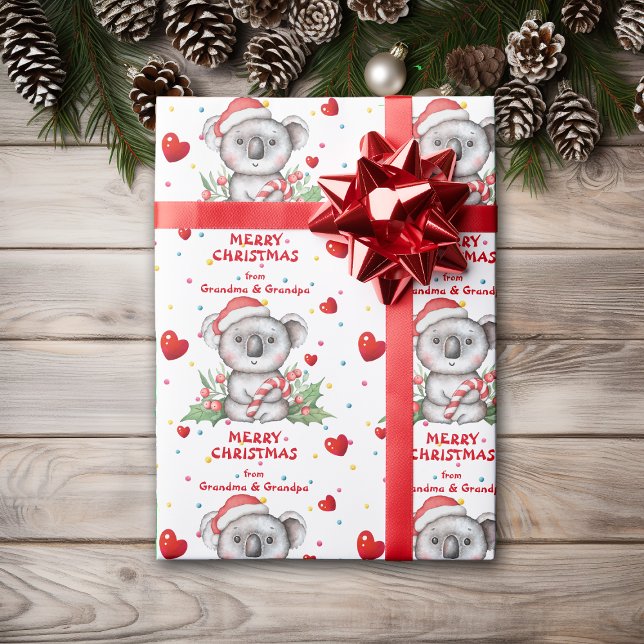 Confetti Heart Koala Grandkids Christmas Wrapping Paper (Creator Uploaded)