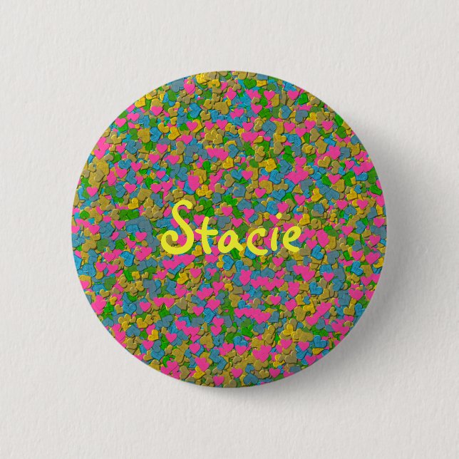 Confetti Hearts 2 Inch Round Button (Front)