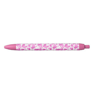 Confetti Hearts Pink Black Ink Pen