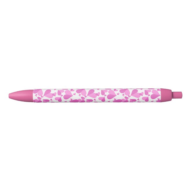 Confetti Hearts Pink Black Ink Pen (Front)