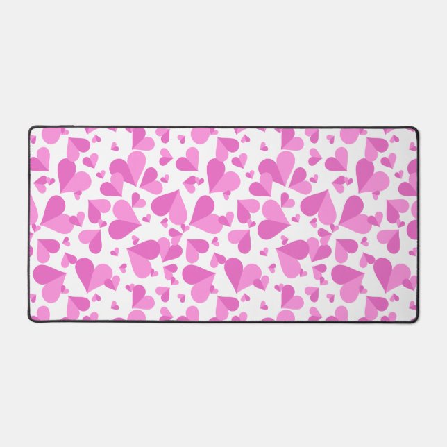 Confetti Hearts Pink Desk Mat (Front)