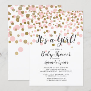 Confetti It's A Girl Baby Shower Invitation