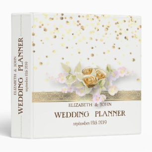 Confetti,Lace,Flowers Personalized Bridal Planner Binder