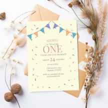 Confetti minimaliste 1er anniversaire Invitation