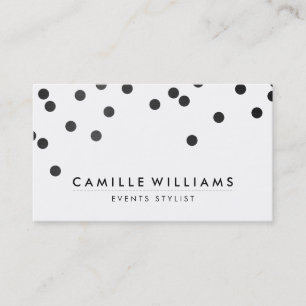 CONFETTI modern cute polka dot pattern black white Business Card