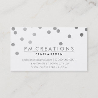 CONFETTI modern cute polka dot pattern silver foil Business Card