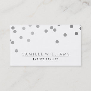 CONFETTI modern cute polka dot pattern silver foil Business Card