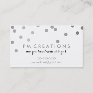 CONFETTI modern cute polka dot pattern silver foil Business Card